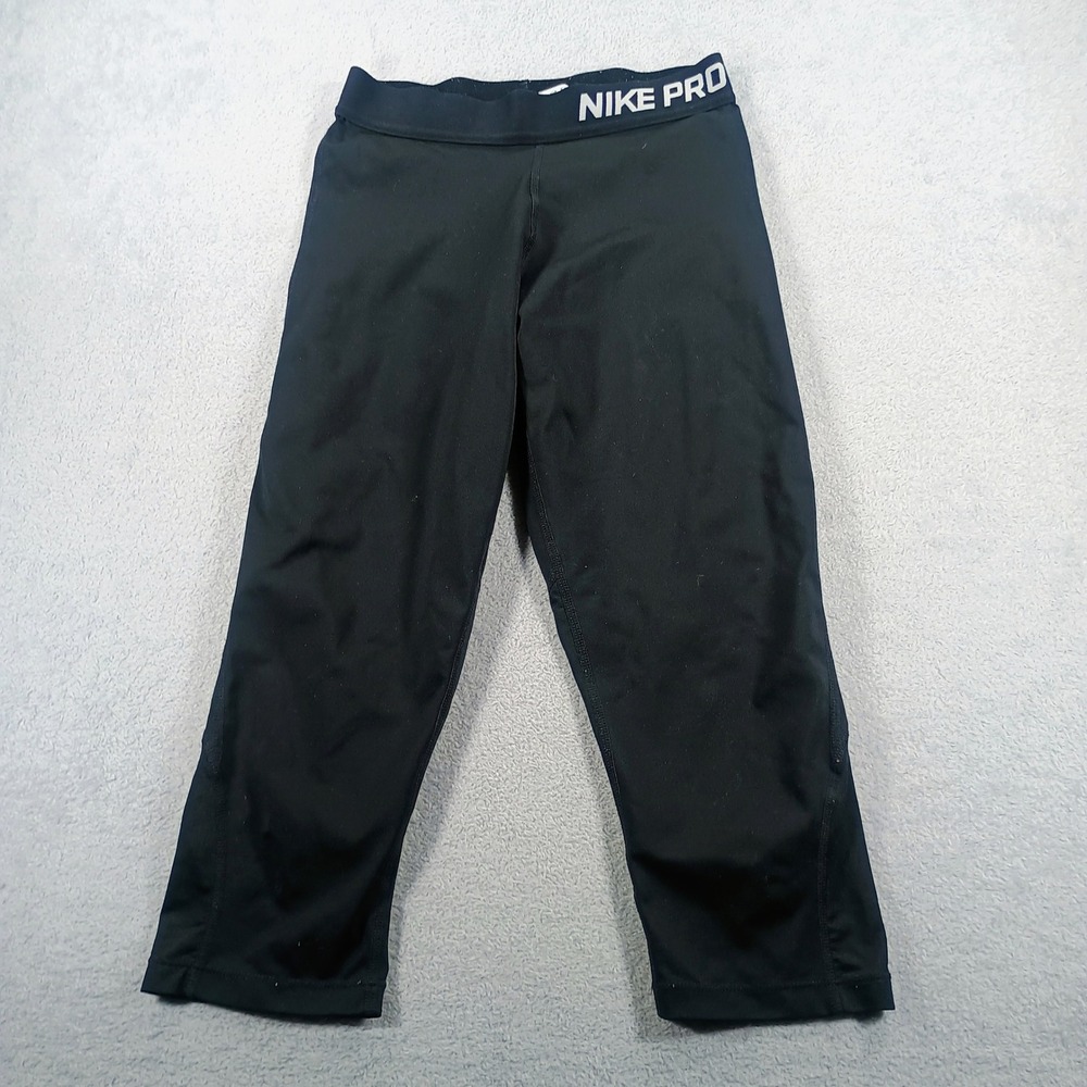 Nike Womens Pro Dri-FIT‎ Capri Leggings Black L 931814-010 Athletic Workout